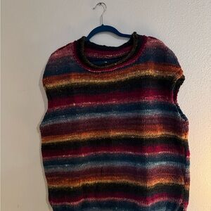 Colorful Striped Knit Sweater Vest